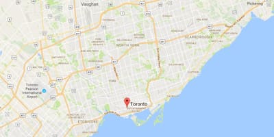 Karta Queen street west Toronto područje