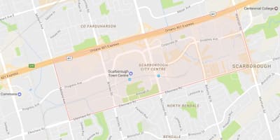 Karta Scarborough centra grada Toronto područje