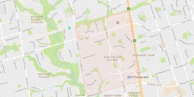 Karta Don Valley Village području Toronto