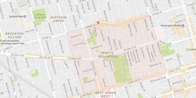 Karta Trojstva–Bellwoods području Toronto