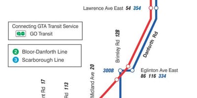 Karta TTC 16 Маккован autobusne rute Toronto