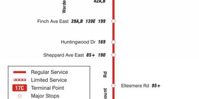 Karta ТТС 17 Birchmount autobusne rute Toronto