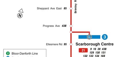 Karta TTC 21 Бримли autobusne rute Toronto