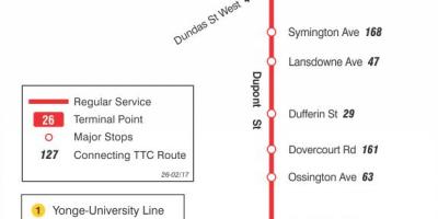 Karta TTC 26 Dupont autobusne rute Toronto