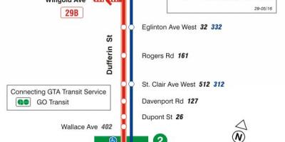 Karta TTC 29 Дафферин autobusne rute Toronto