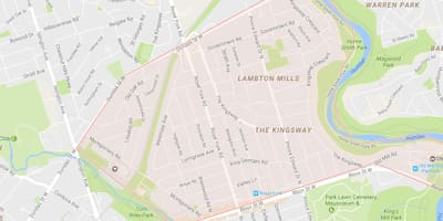 Karta Кингсвэй području Toronto