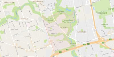 Karta okolice Вязами Toronto