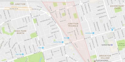 Karta Junction području trokuta Toronto