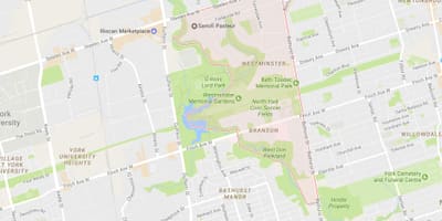 Karta Westminster–Branson području Toronto