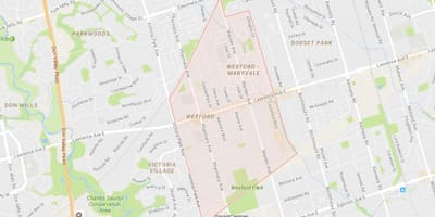Karta Wexford području Toronto