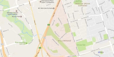 Karta Willowridge području Toronto