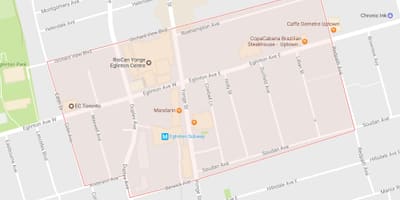 Karta yonge i eglinton području Toronto