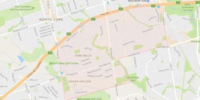 Karta York Mills području Toronto